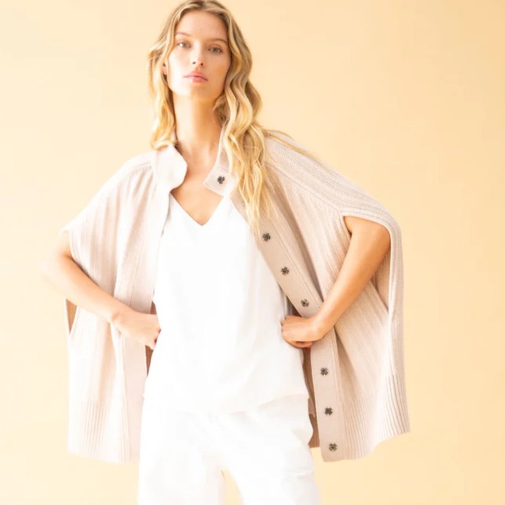 MELA PURDIE Puff Rib Snap Cape in Winter White Size XS - Picture 13 of 14